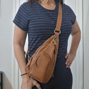 Tan Leather Crossbody Bag